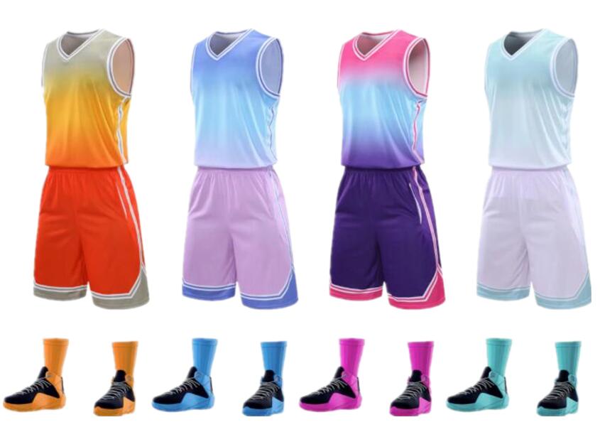 

Men Set Uniform Kits 2021 Big Size College Basketball Jerseys Sports Sisters DIY Customized Training Convoy Suites Wear Summer