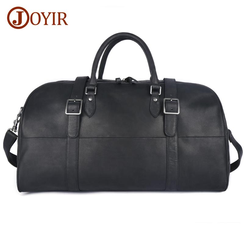 

Duffel Bags JOYIR Genuine Leather Travel Duffles Bag Men Women Soft Cowhide Luggage Large Capacity Overnight Weekend With Shoe Pocket, Black