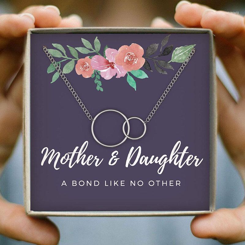 

Interlock Clavicle Double Circle Chain Necklace For Mother & Daughter Gift To Mom Love Family Christmas Jewelry1