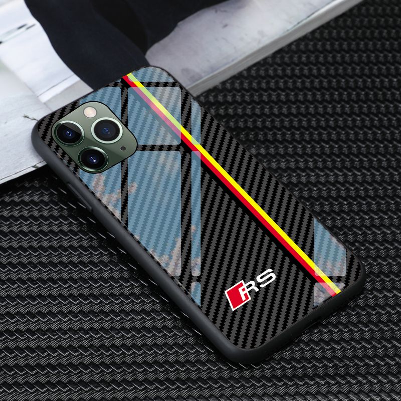 

TPU+Tempered Glass Racing Audi logo phone Cases for apple iphone 13mini 12 11 13 pro max XS XR X 6 6s 7 8 plus SE2 SAMSUNG S8 S9 S10 s20 S21 ultra NOTE 9 10 shell RS sline cover, Green