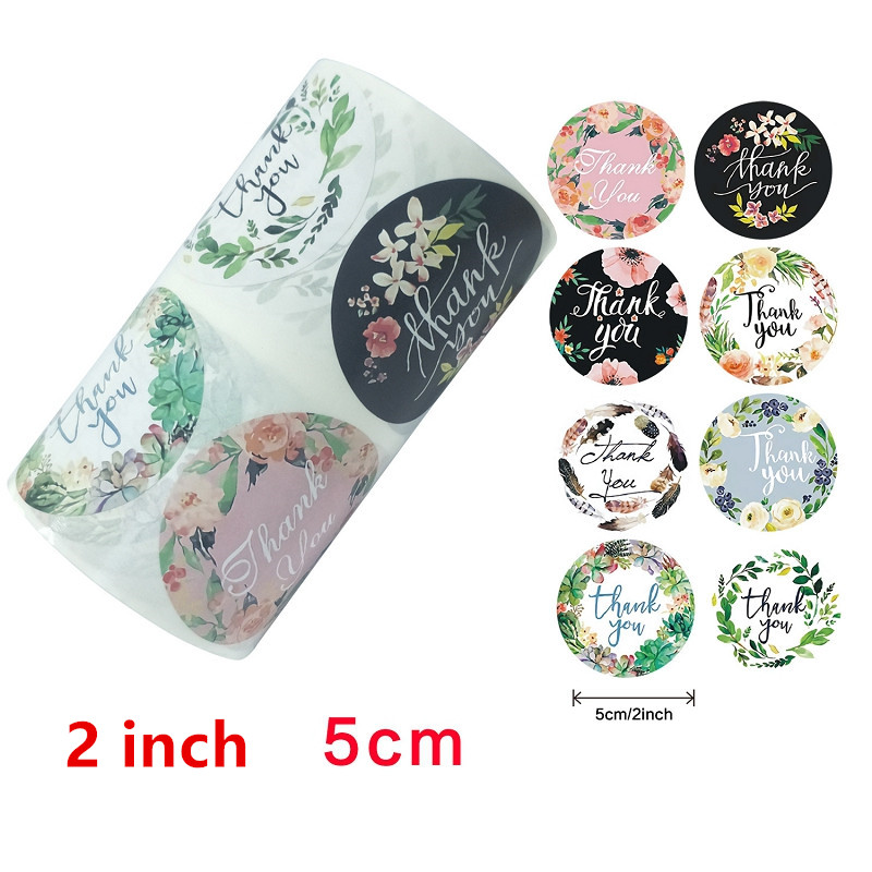 

2 inch/5cm Round Floral Thank You Stickers 500pcs for Wedding Favors and Party Handmade Gife Envelope Seal Stationery Sticker