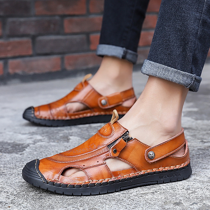 

Slippers Sandals men's fashion summer large casual sandals, leather skin covered sandals 0KNQ, 1# shoe box