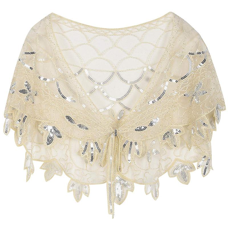 

Scarves Women's 1920s Shawl Sequin Beaded Evening Wraps Flapper Bolero Cover Up Bridal Cape