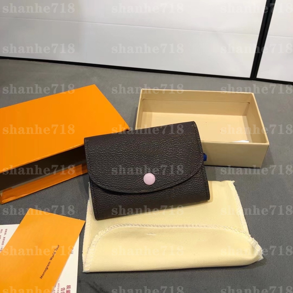 

5A Quality Rosalie Envelope Short Wallets Emilie Designer Luxury Cowhide Clutch Bags Women Lady Fashion Flap Purses Passport ID Card Bag wholesale, Red;black