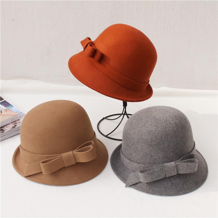 

Berets 2022 Wool Hat Bowknot Basin Female Elegant Lady's Cloth Felt Little Of England Luxury Cashmere, Black