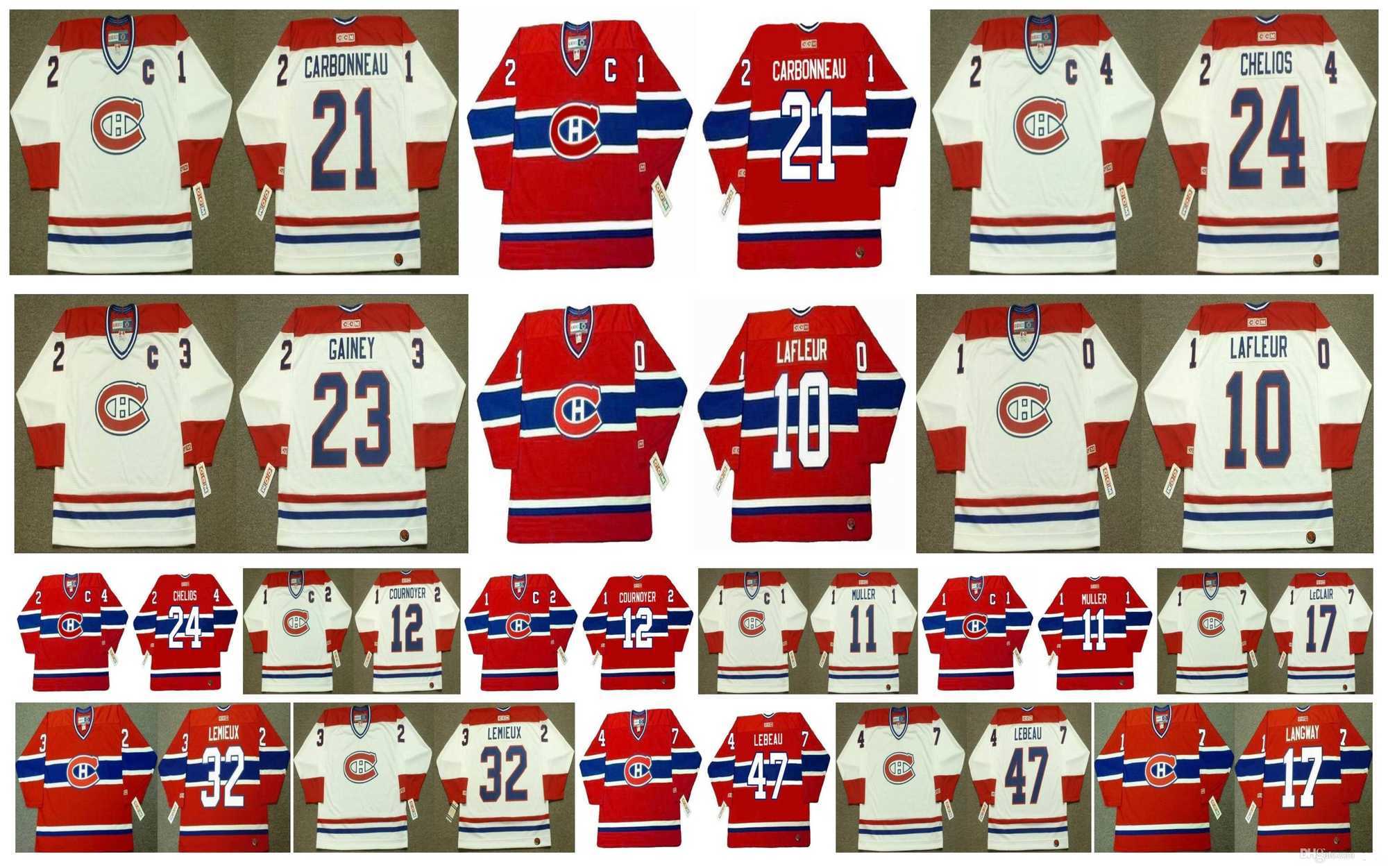 

Vintage Montreal Canadiens Jersey 10 Guy Lafleur 32 LEMIEUX 47 STEPHAN LEBEAU 17 ROD LANGWAY 11 KIRK MULLER 12 YVAN COURNOYER CCM Hockey, Colour 1