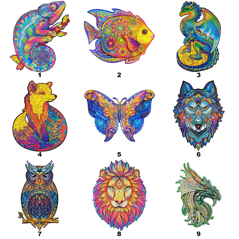 

Wooden Jigsaw Puzzles Animal Shape Pieces Exquisite Gift for Adults and Kids Inspiring Puzzle Toys A5 A4 A3