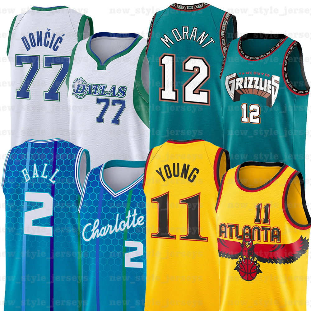 

12 Ja 11 Trae Morant Basketball Jerseys Young Doncic 34 Giannis 77 Luka Antetokounmpo Memphi Grizzlie Atlantas Hawk Charlottes Hornet, Men