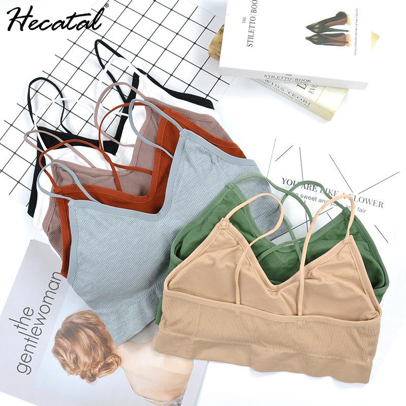 

Gym Clothing HECATAL Sport Bra Top Women Active Wear Yoga Seamless Workout Padded Sports Push Up Orange Crop Bras, Purple