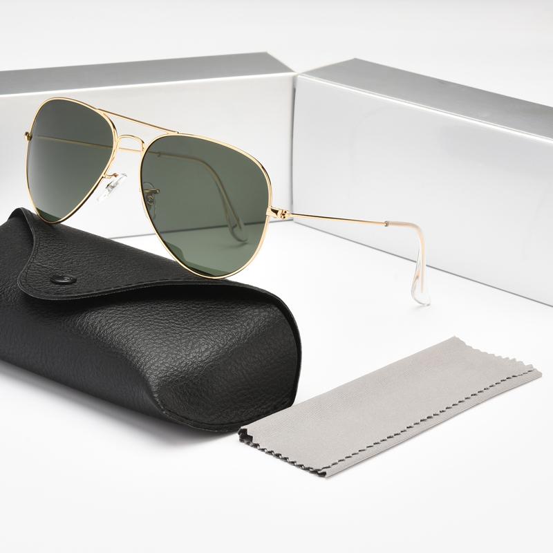 Sunglasses Glass Lense High Quality Men Women 2021 VintageClassic Driving Alloy Metal UV400 Goggle Color