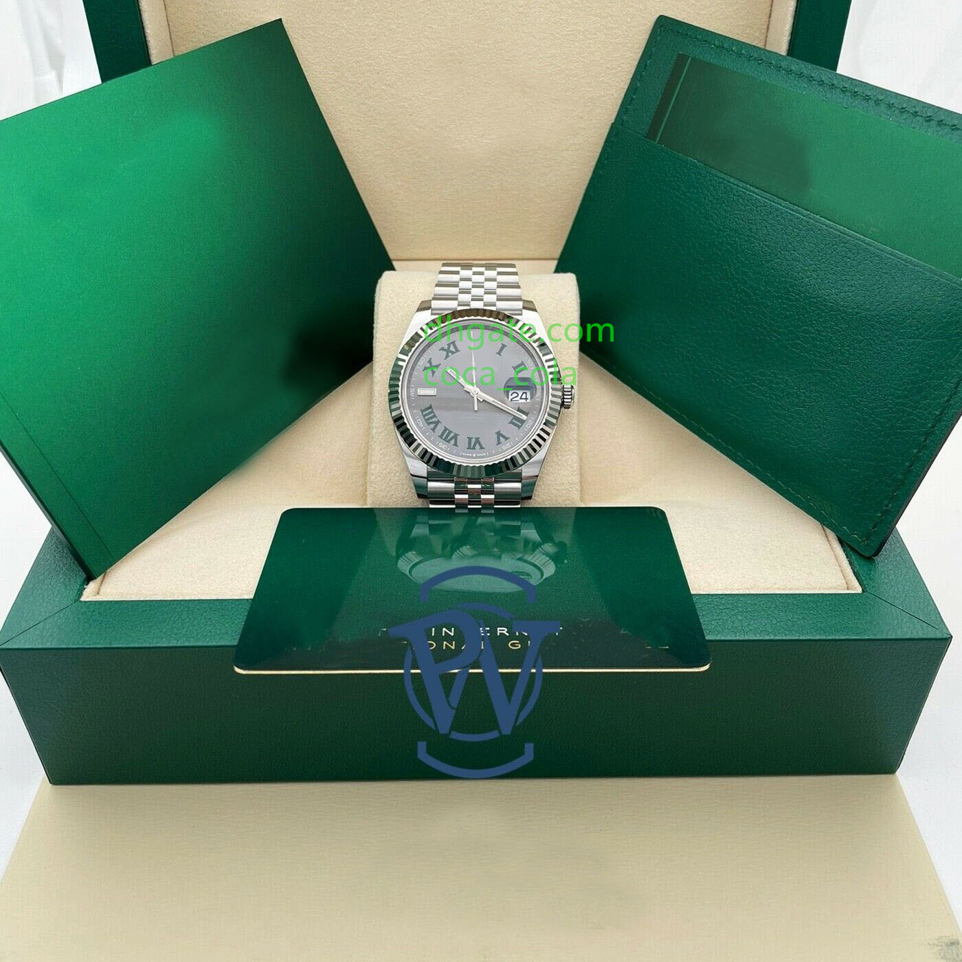 

Reinforced true waterproof Watches 41mm Wimbledon Slate Green 126334 Fluted Jubilee Mechanical Automatic Men's watch with box