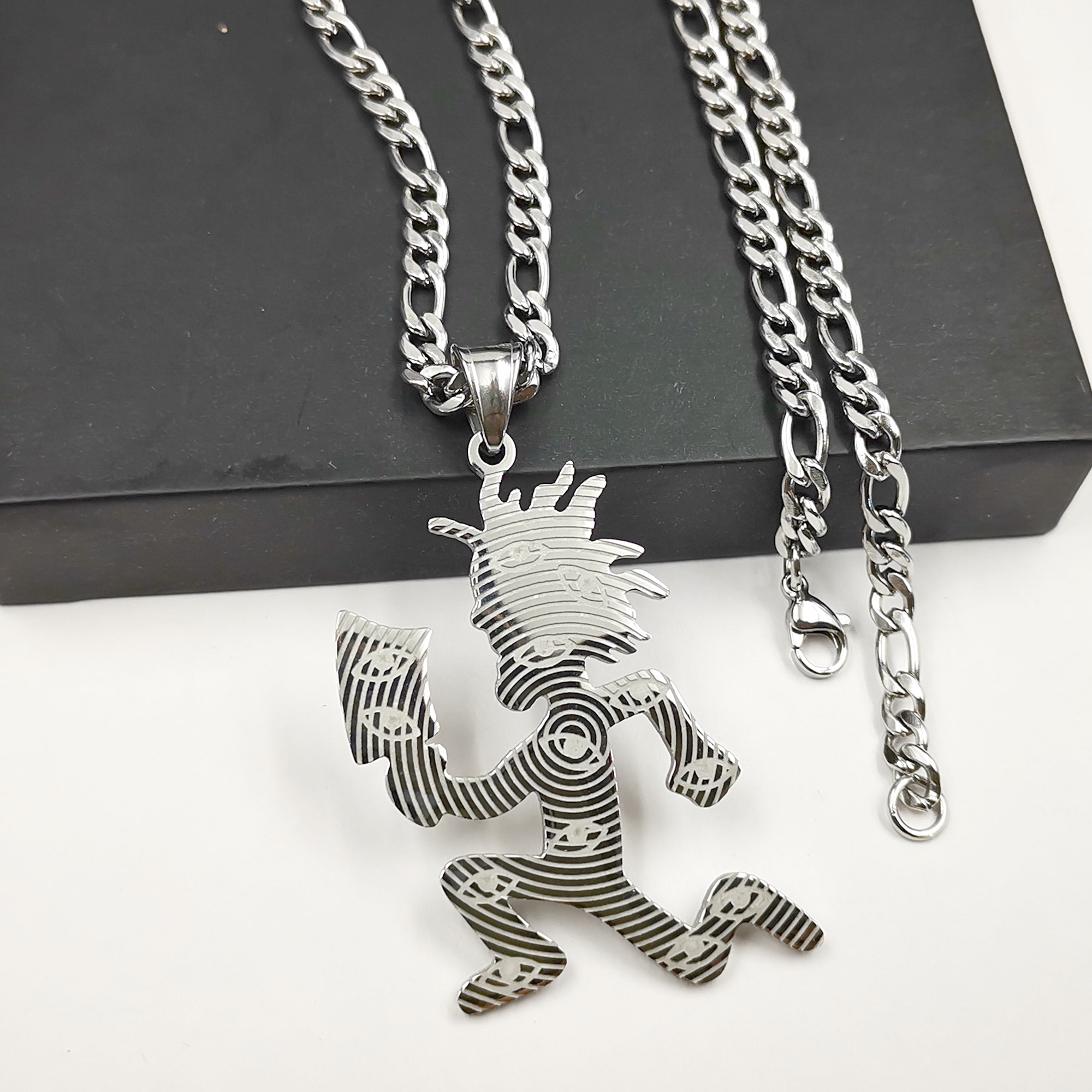 

New juggalo Hatchetman Insane Clown Posse Twiztid ABK stainless steel pendant Figaro necklace 30inch