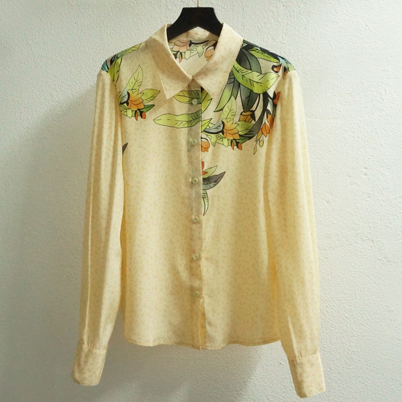 

Women' Blouses & Shirts spring floral designer printing top-quality 100% silk ol c773, The pictures