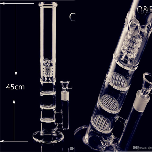 

Straight Tube Bong Hookahs Water Bongs 3 Layers Percolator Water Pipes Smoking Accessory Bubbler Glass Dab Rigs With 18mm bowl