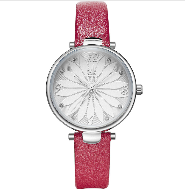 

Shengke Brand Casual Simple Quartz Students Watch Life Waterproof Diamond Marker PU Band Womens Watches 8047, No send watch for shipping