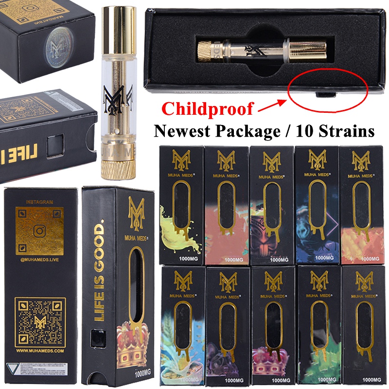

MUHA MEDS Live Resin Vape Cartridges 10 Strains Atomizers Hologram Packaging Thick Oil E Cigarettes 0.8ml Cart Wax Dab Glass Tank Ceramic Co