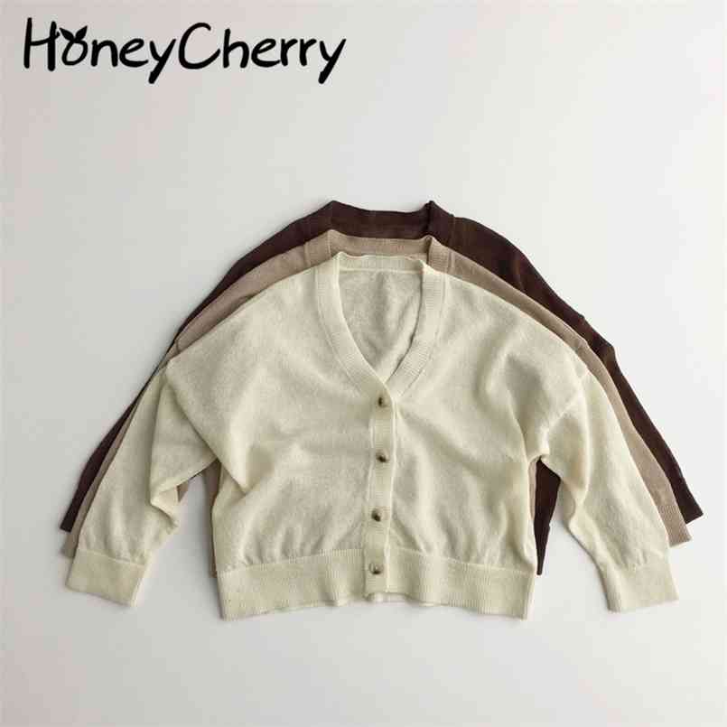 

Children's cardigan children's clothing coat air conditioning sweater thin summer baby sunscreen 210702, Brown