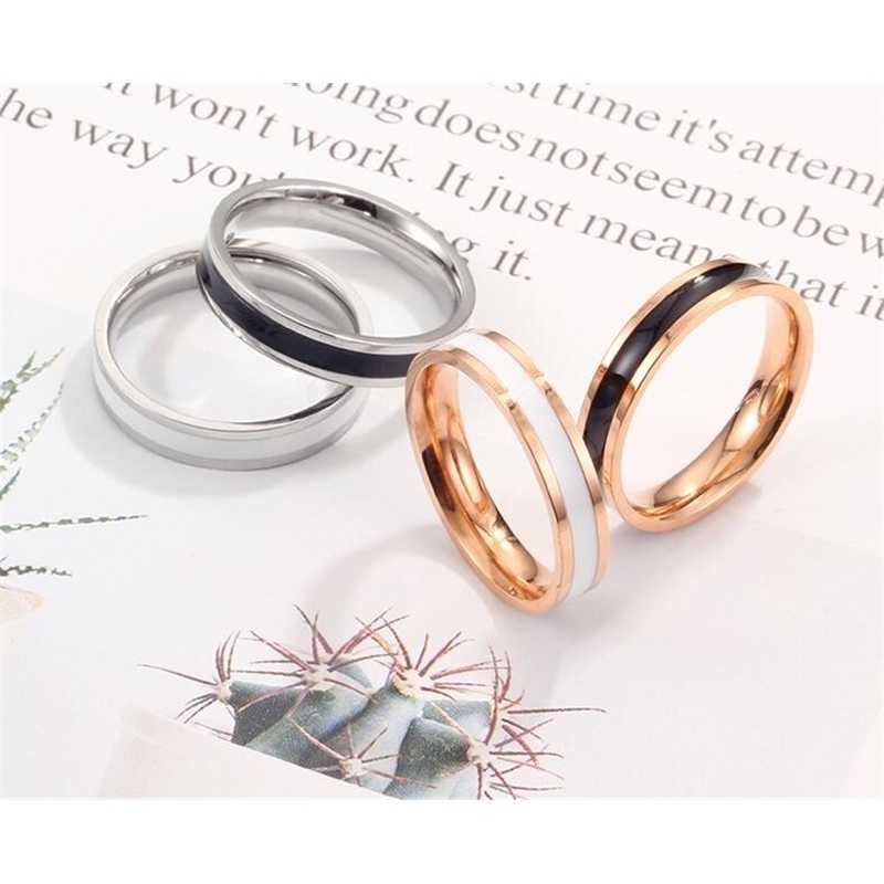 

Titanium Steel Rose Gold Band Rings Silver Lovers Designer Engagement Men And Women Simple Jewelry Birthday Gift