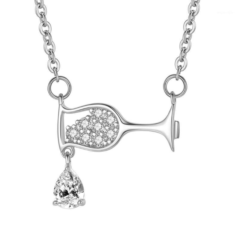 

Chains Gift Jewelry Pendant Water Drop Glass Women Wine Fashion Charms Crystal Necklace Necklaces & Pendants