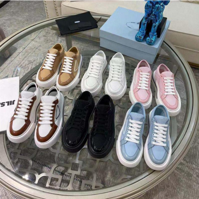 

2021 Top Quality Designer Shoes White Splicing Sneakers Men Women Trainers High Low Platform Sneaker Round head Flat Shoe 35-46, Red