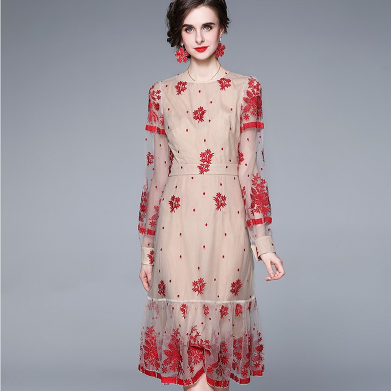 

ZAWFL Spring Summer Women Fashion Outwear Bohemian Holiday Long Sleeve O-Neck Elegant Dress Hit Color Sexy 210525, Picture color