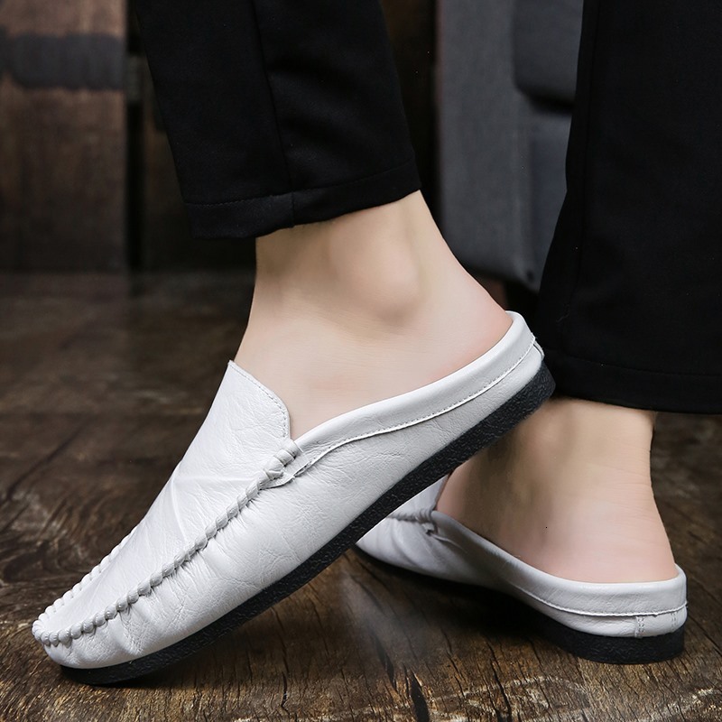 

Slippers Half Tuo Doudou shoes summer style breathable social men's fashion set foot comfortable one pedals leisure driving PC1K, 1# shoe box