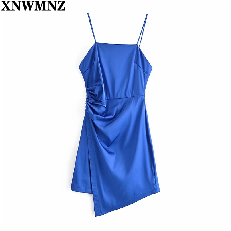 

Women Camisole Dress Slash Neck Sexy Mini Dresses Lady Party Vestido Elegant Girls Back Zipper Causal Outfits 210520, Royal blue