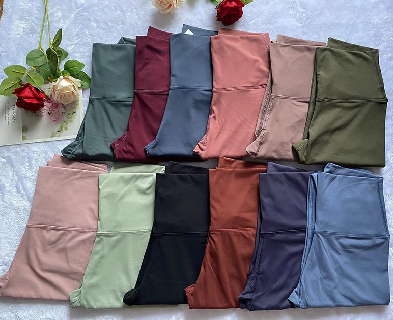 

Lycra fabric Solid Color Women yoga pants High Waist Sports Gym Wear Leggings Elastic Fitness Lady Outdoor Sports Trousers XS S M  XL, Customize