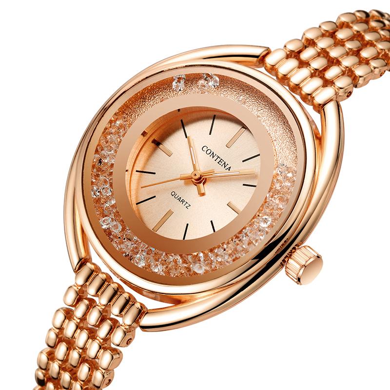 

Wristwatches Contena Luxury Women Watches Rose Gold Ladies Bracelet 2021 Creative Quartz For, Silver