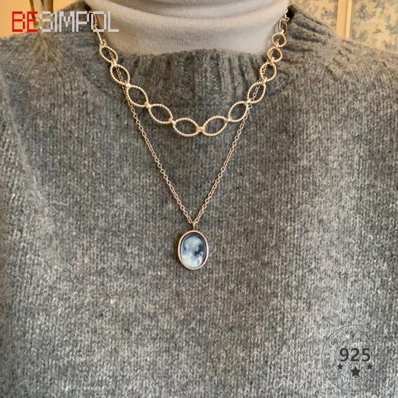 

Besimpol 925 Sterling Silver Chain Necklace French Stylish Twist Combination For Women Elegant Fine Jewelry Party Gifts Chains