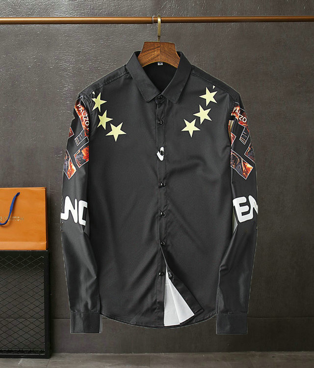 

2021 Professional Long Sleeve Shirt Men's Casual Plaid Stripe Solid Print Decorative Top Size M-3XL#HSC09, Black