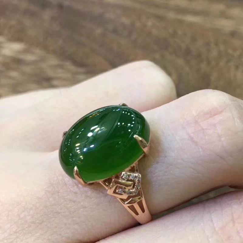 

Cluster Rings Real Natural Jade Ring Stone Solid 925 Silver Fashion