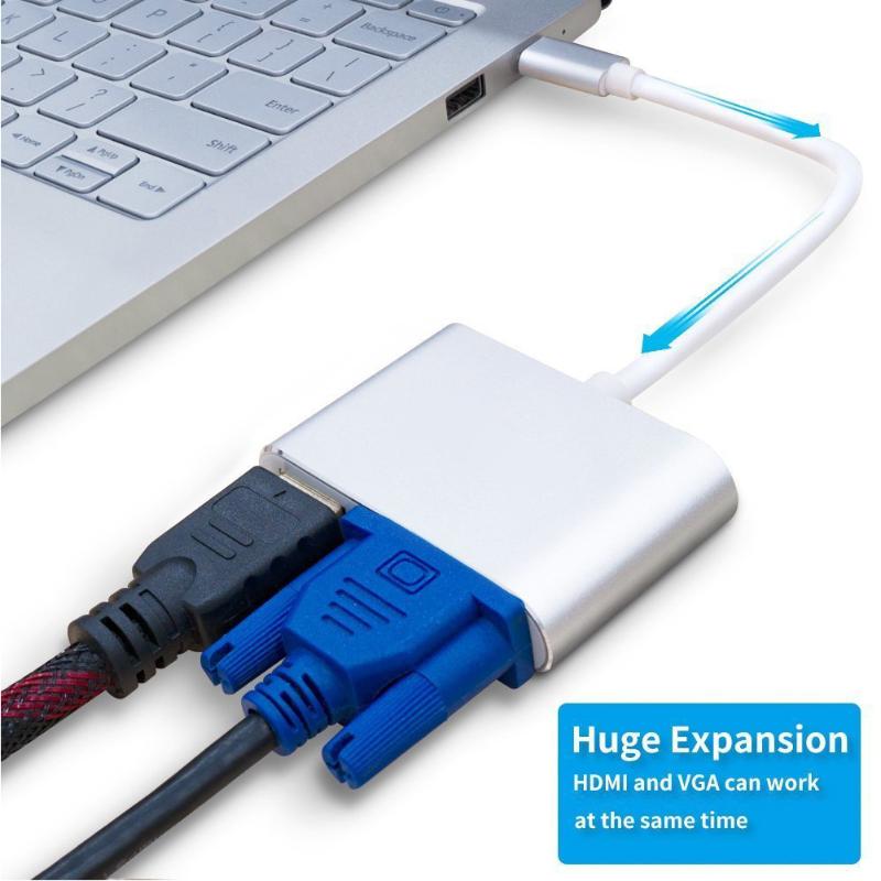 

Video Cables & Connectors Type-C To VGA Terminal Support Display Data Transmission USB 3.1 Adapter 4K For PC TV Converter Audio Multifu