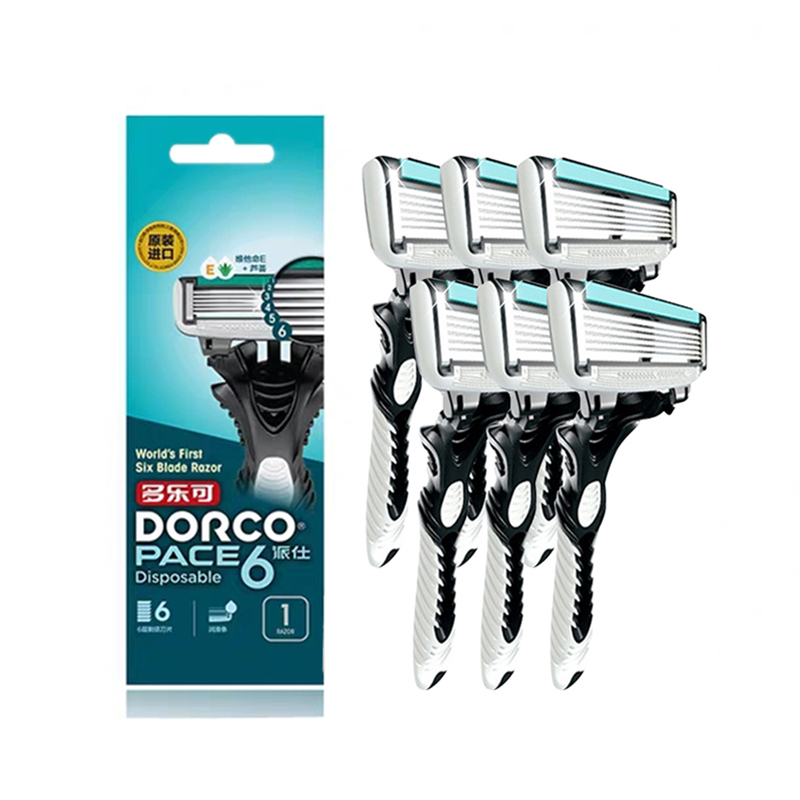 

6pcs Mens Razor Blade Shaving Cassettes Men Shaver DORCO Pace 6 Layer Straight Razor Beard Machine Safety Razor Blades