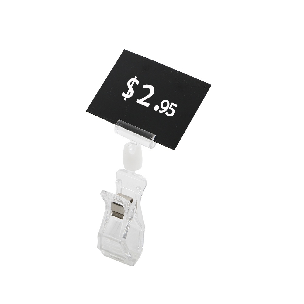 Clear Memo Plastic Rotatable Pop Clip-on Merchandise Sign Display Clip Card Label Price Tag Holders Pricetag Holder Supermarket-image-754759507