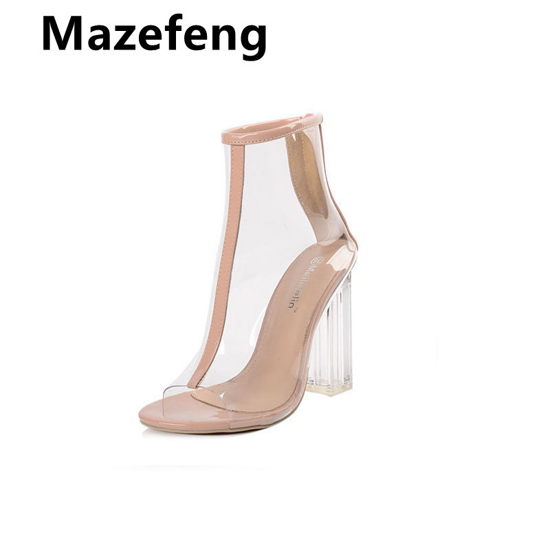 

Sandals Dancing Female Shoes Crystal Transparent Women Summer High Heel 11CM Peep Toe Nightclub Wedding 1EW8, Apricot