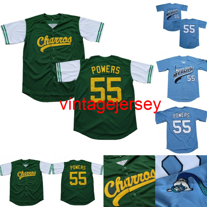 

Mens Kenny Powers #55 Eastbound and Down Mexican Charros Kenny Powers 100% Stitched Movie Baseball Jersey Green Blue Fast Shipping, 55 blue