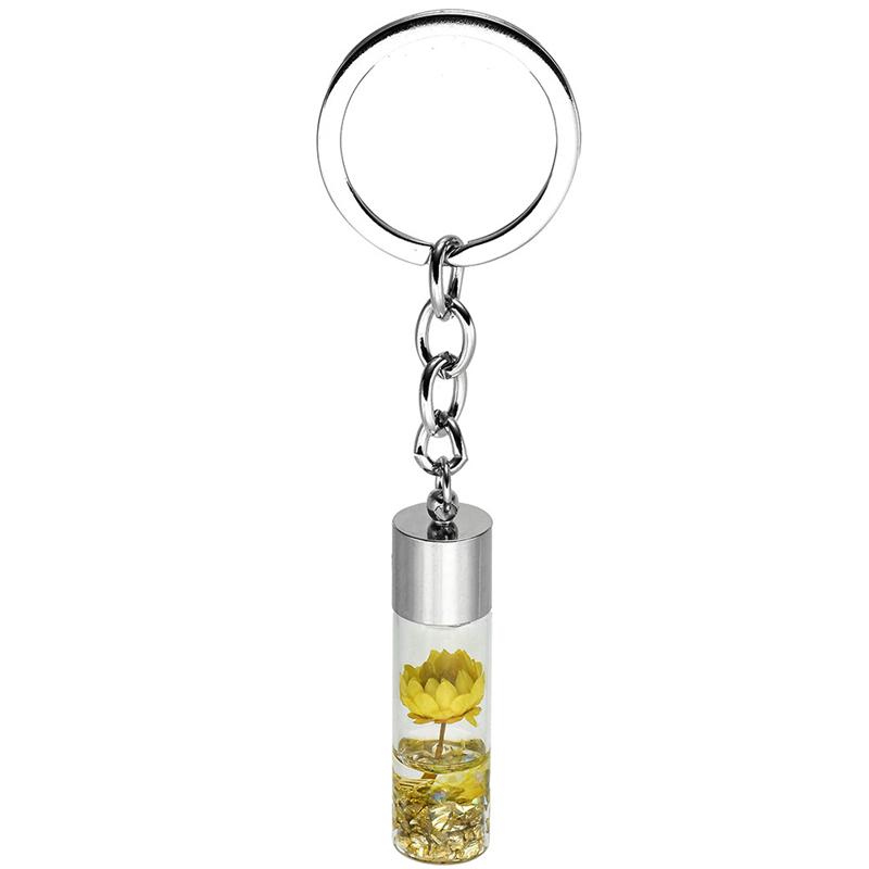 

Keychains Glass Bottle Keychain Plant Dried Flower Pendant Creative Immortal Exquisite Fashion Gift