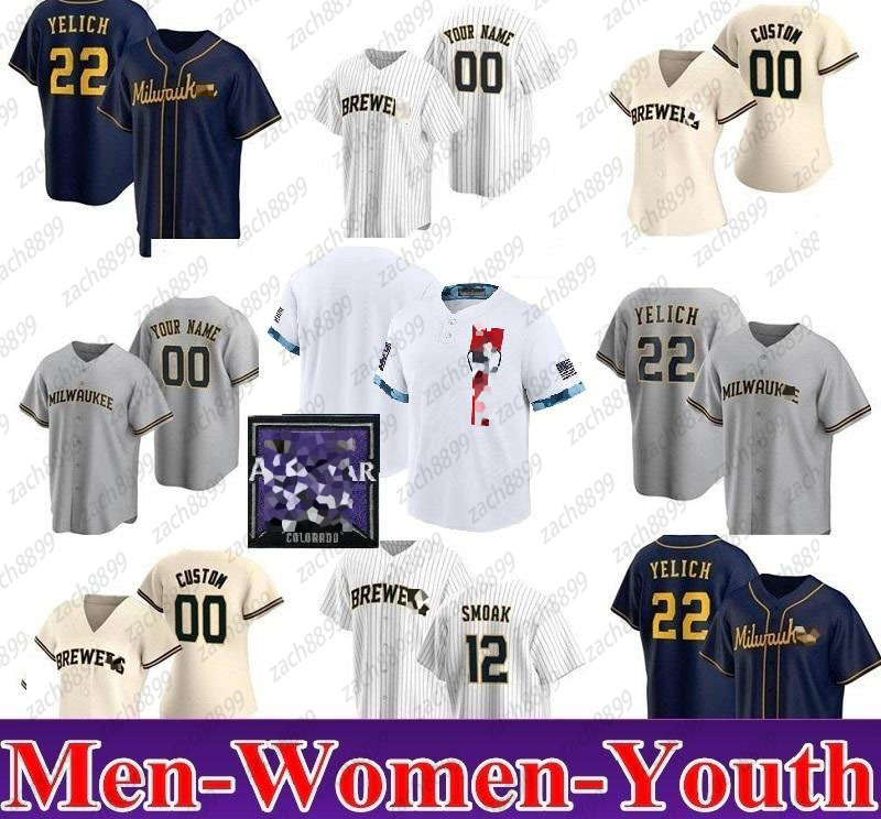 

2021 Baseball jersey Milwaukee Men Women kids 22 Christian Yelich Josh Hader Woodruff Lorenzo Cain Ryan Braun Brent Suter Arcia Brewers Jerseys, Blue;black