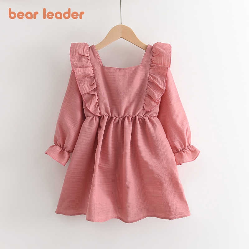 

Bear Leader Girls Spring Ruffles Dresses Fashion Kids Girl Party Princess Costumes Children Sweet Cute Vestidos 3-7Y 210708, Az2551pink