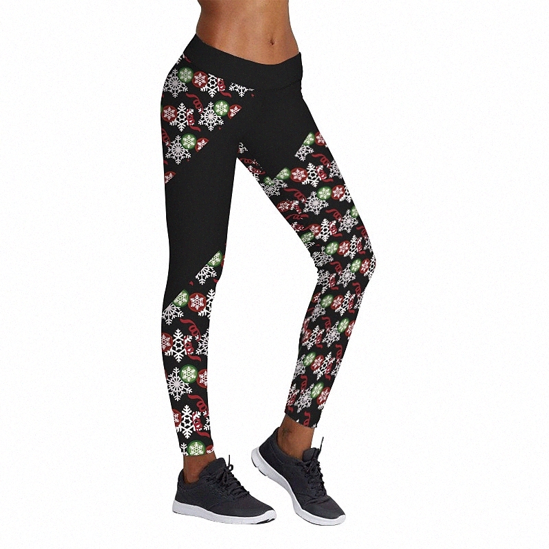 Mode Femme Casual / Sportif Leggings Élastique Taille Élastique Pantalon Pantalon de Noël Yoga Étendue Print Grand Graphique Comfort Mid taille S