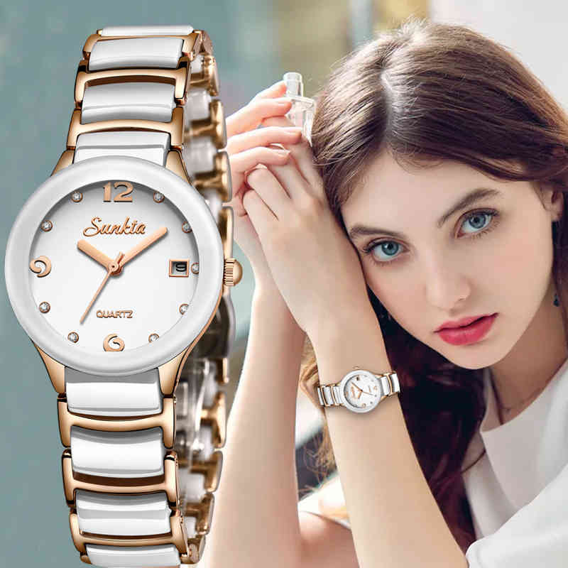 

SUNKTA Rose Gold Watch Women Quartz Watches Ladies Top Brand Luxury Female WristWatch Girl Clock Wife gift Relogio Feminino 210517, Rose gold black