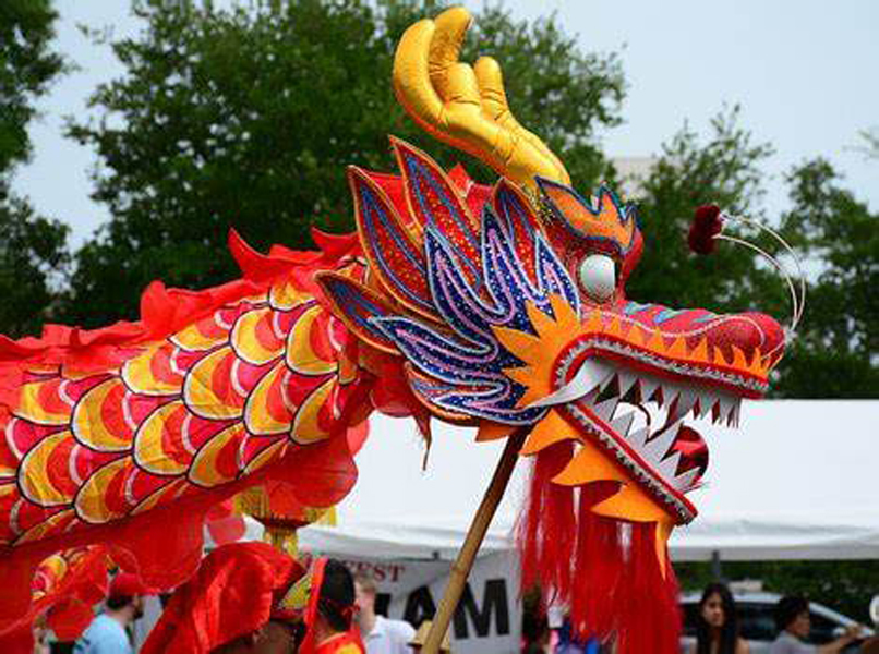 

Dragon Dance Costume Adult size 4# 6m Length 4 player silk Traditional fabric wedding stage outdoor mascot china special culture holiday party, Red
