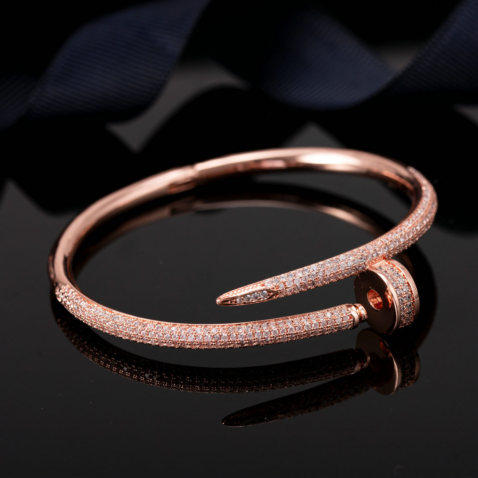 

50%off Cuff Bracelet Women 18k Gold Plated Love Bangle Full Diamond Bracelets Jewelry For Gift 16.5cm without box, White