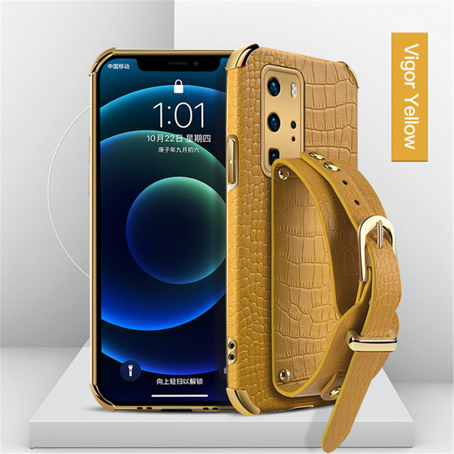 

Wrist Strap Crocodile Leather phone Cases For coque Samsung Note 20 S21 Ultra S20 FE Plus A51 A71 A41 A32 A52 A72 A11 A02S A12 Scase Cover, White