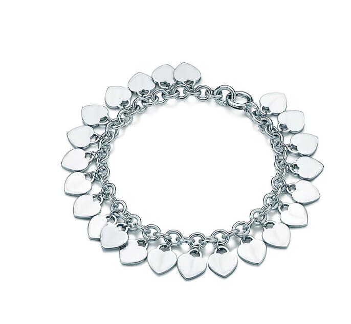 

O-shaped T chain multi-heart bracelet student style fashion personality birthday gift first jewelry high quality luxury pendants freeshipping bijoux designer