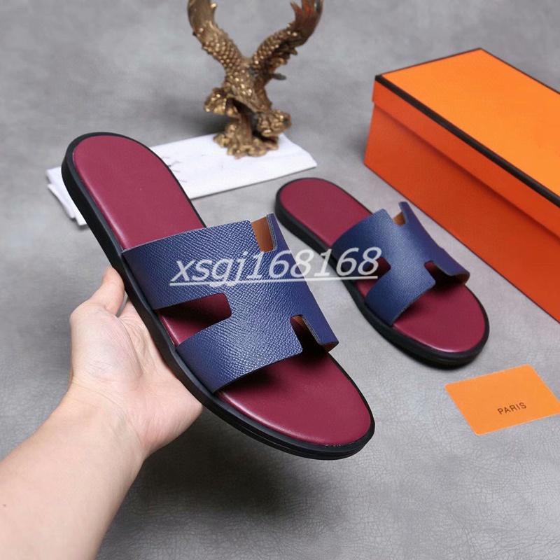 

2021 Boys Fashion Paris Luxe Designer Men's Slipper Oran Heritage Calfskin Sandals High Quality Izmir flip flop Men