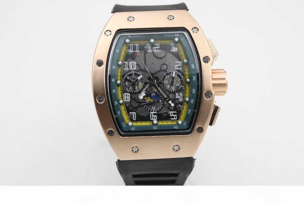 

high quality Man 011 watch black rubber stainless steel Rose gold case green shade Automatic machinery watch, Slivery;brown