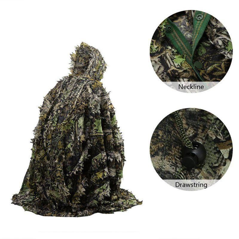 

Hunting Sets 3D Clothes Camouflage Ghillie Suit Jungle Cloak Poncho Bionic Leaves Dress Hooded Suits For Sniper Tactical, Jungle camouflage