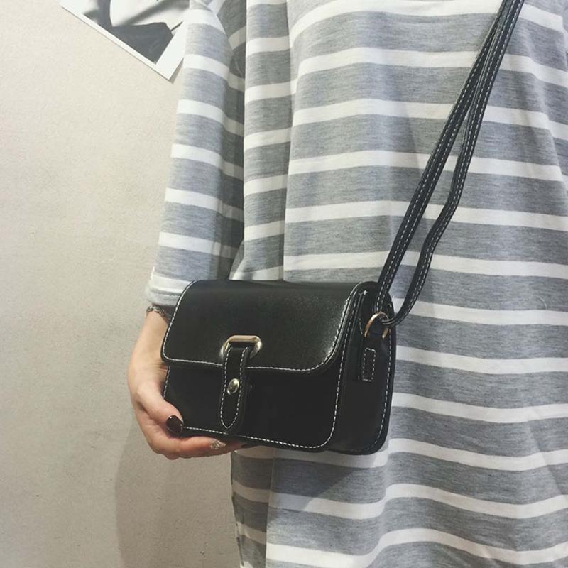 

Bag Female 2021 Fashion Belt Pu Small Square All-match Simple Retro Shoulder Messenger 31519 Bags, Black